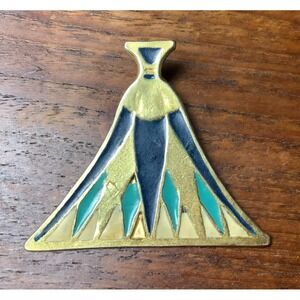 1976 King Tut Egyptian Blue Lotus Gold Plate Pendant MMA Met Museum Enamel